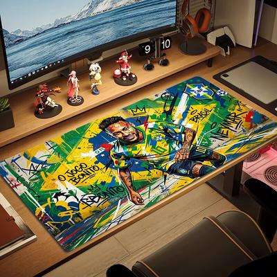 Tapis de souris Art Color Neymar Jr Grand Coussin de Table de Jeu Antidérapant pour Ordinateur Portable Tablette Grand Tapis de Souris XXL Tapis Mini PC Playmat Avec bordure de verrouillage