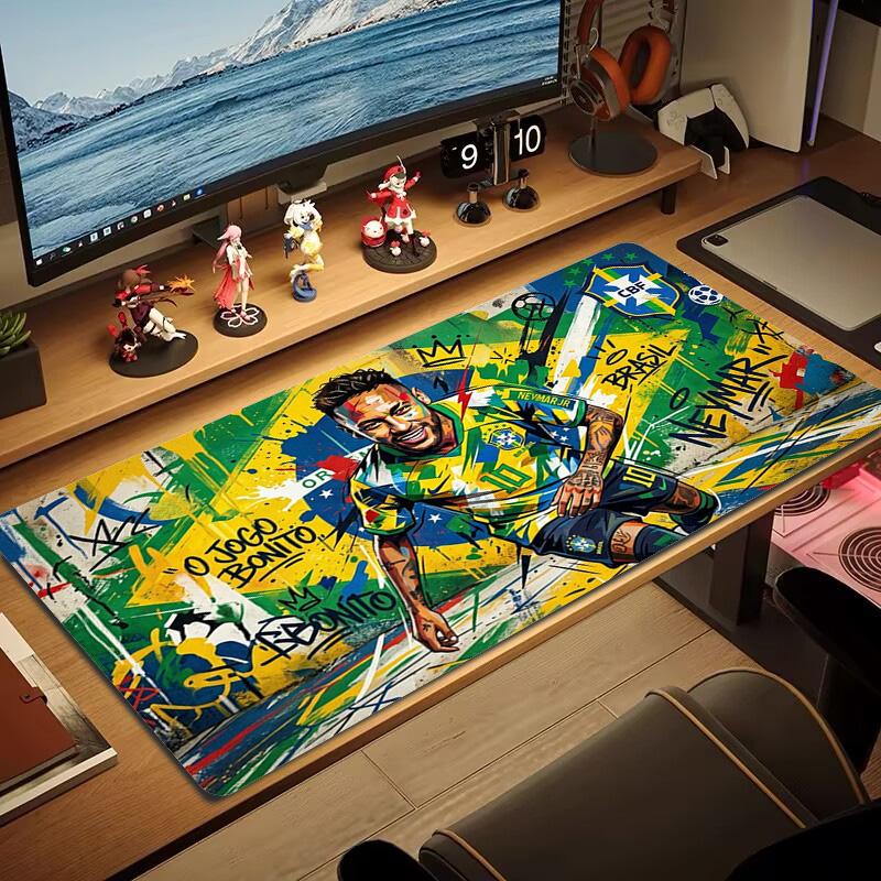 Neymar Jr Art Color Mouse Pad Large Gaming Table Cushion Non-slip Laptop Tablet Big Mousepad XXL Mat Mini PC Playmat With Lock edge