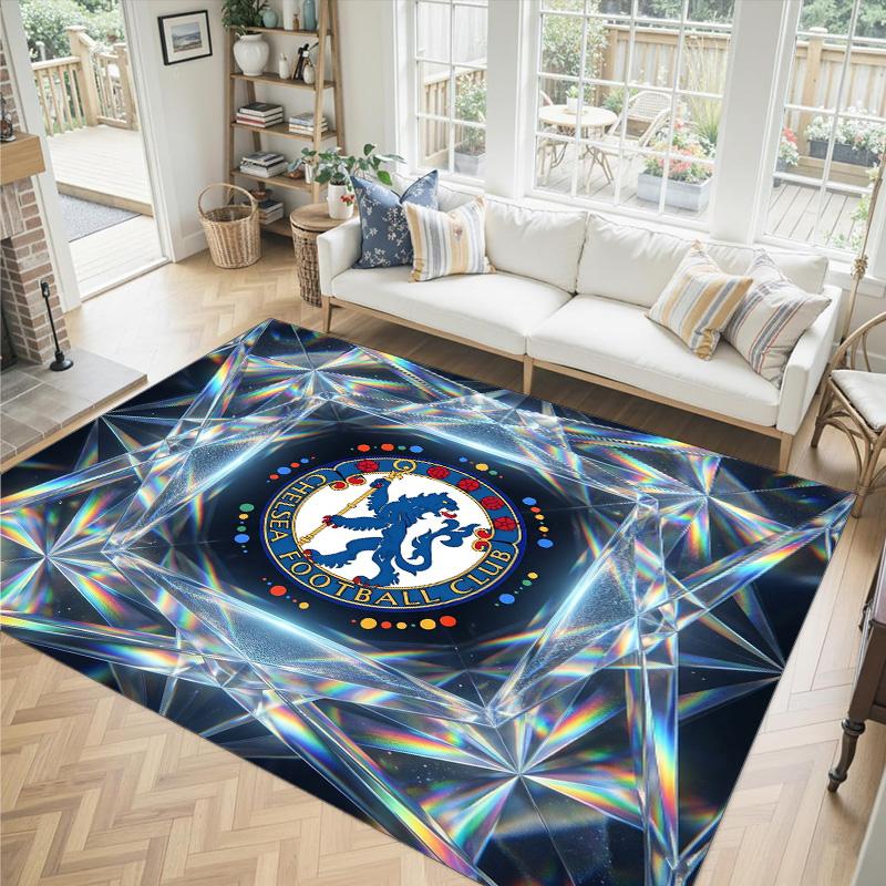 Tappeto in Velluto di Cristallo Design Chelsea FC Accogliente Non?Tappeto Stampato Antiscivolo per Camera da Letto Soggiorno Ingresso