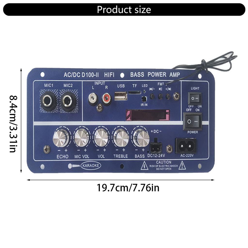 100W 12V-24V Sound Bluetooth-compatible Amplifier Board Subwoofer Preamplifier Digital Amplifier for Car Home Theater