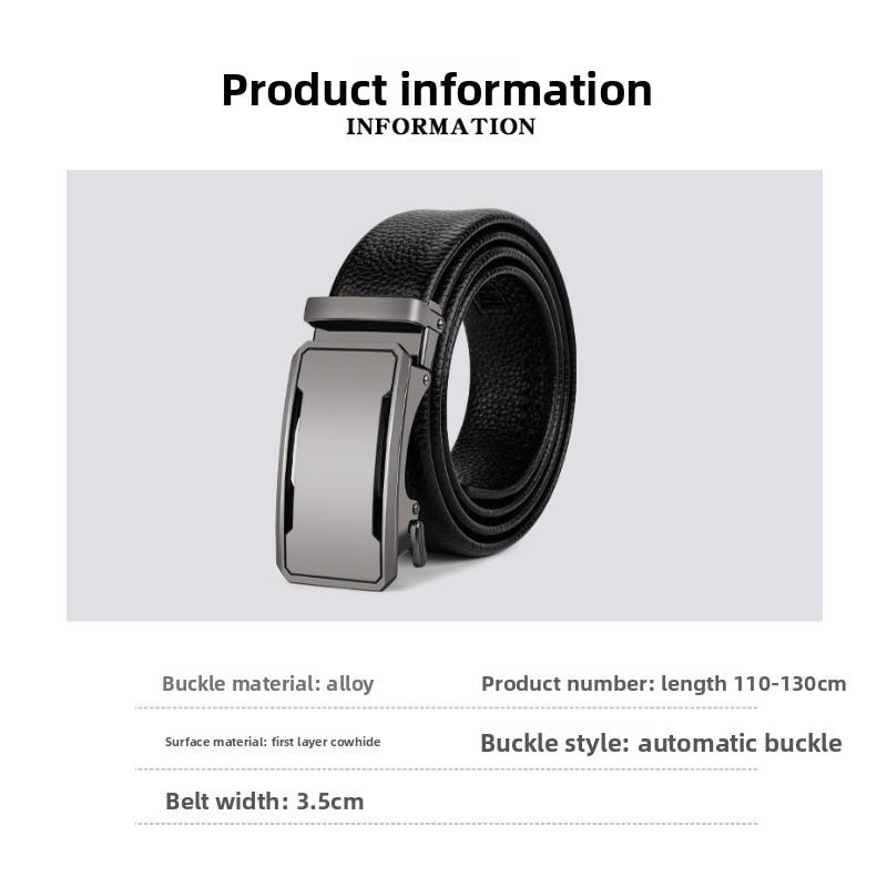 Meier First-layer cowhide automatic buckle men belt genuine leather business genuine black pants wide waistband