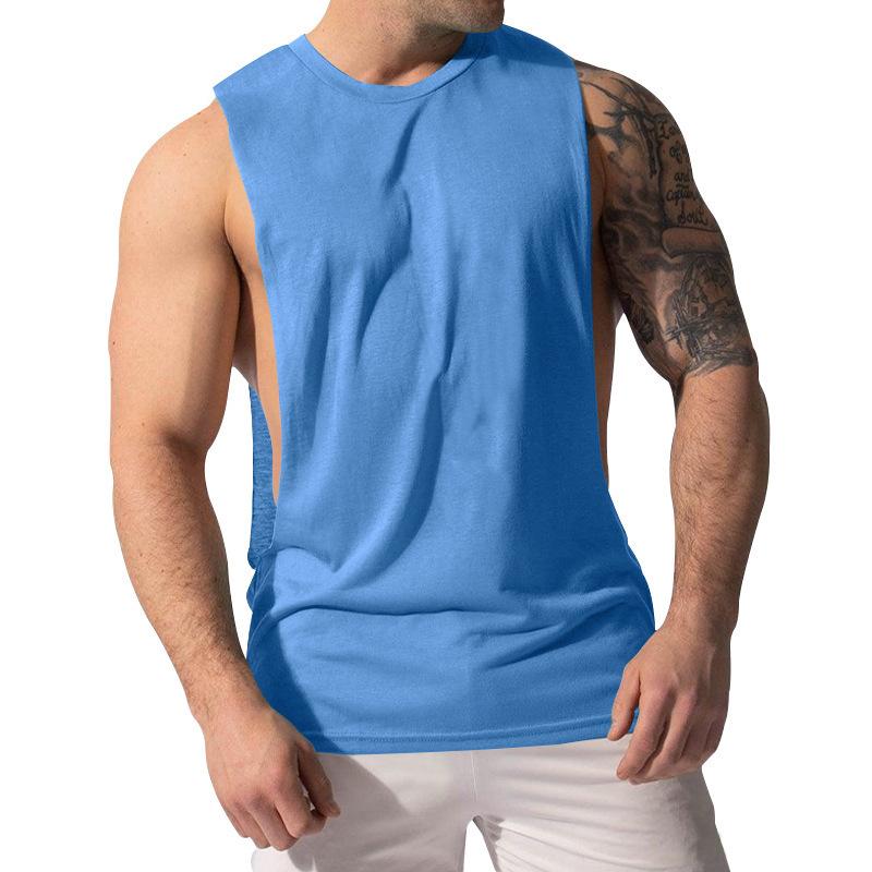 Men Muscle Fit Sleeveless Tank Top With Side Cutout Workout Gym Shirt