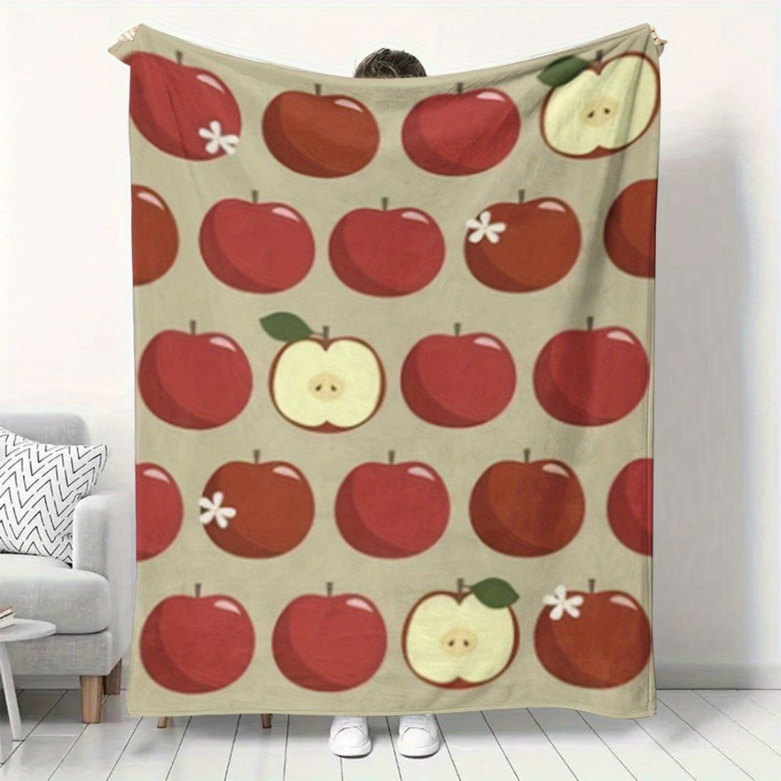 Manta estampada de franela con estampado geométrico de manzana roja adecuada para todas las estaciones adecuada para sala 75x90cm