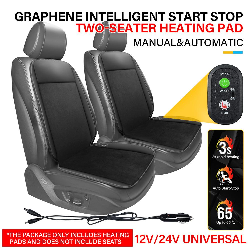 Heated Car Seat Cover Graphene Fast Car Seat Heater 12/24V Warm Plush Seat Protector Car Heating Mat Winter Seat Cushion