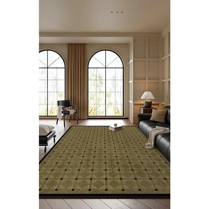 Green Striped Grid Area Rug Art Decor Living Room Carpet Soft Firm Coffee Table Mat Non-Slip Soundproof Cloakroom Floor Rug