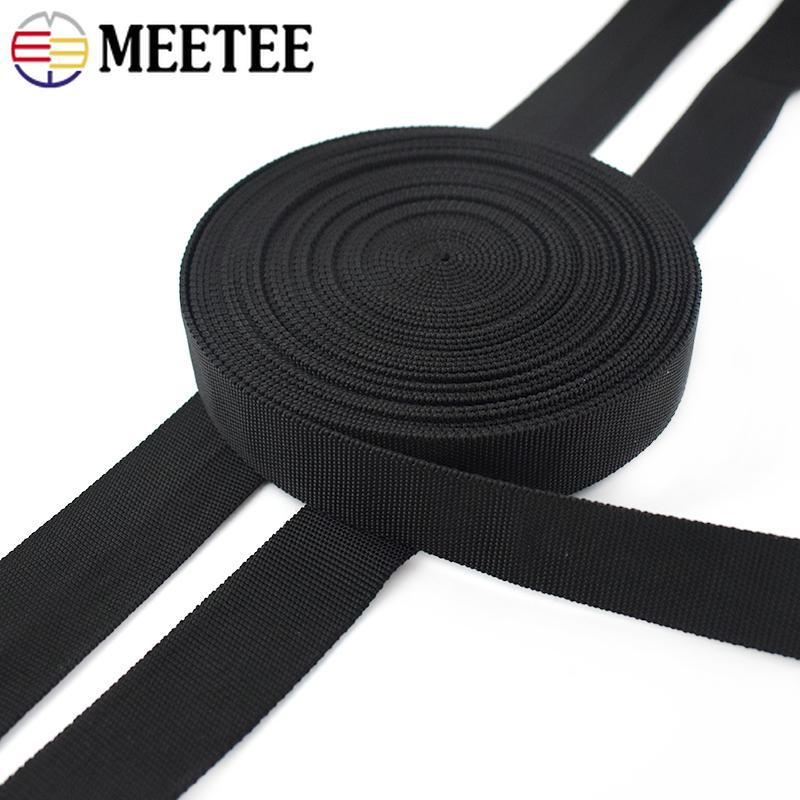 5/10M 20-50mm Schwarze Nylon-Gurtbänder 1,6mm Dick Hohlrohrband Dekoband für Bekleidung DIY Nähzubehör