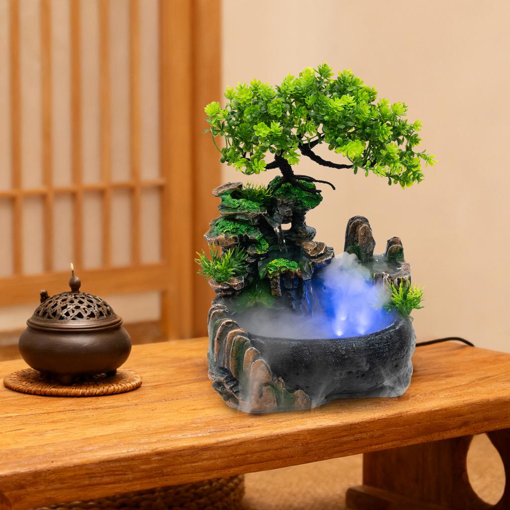 Indoor Tabletop Fountain Rockery Water Fountain with Mist Maker for Desk Living Room Office Decor Zen Home Decor