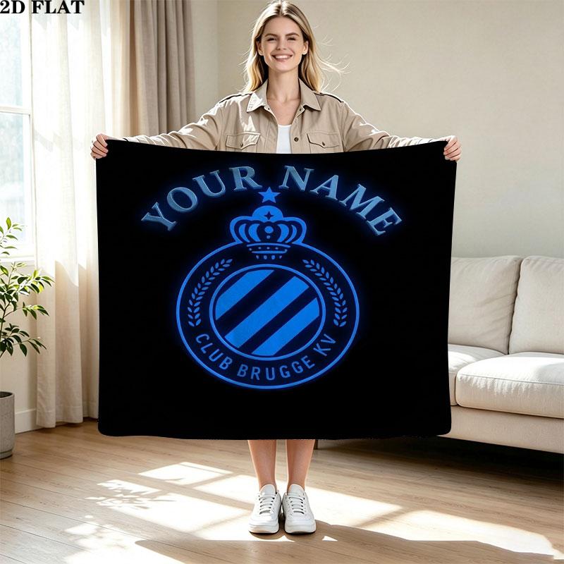 1PC Club Brugge KV Custom Name Patterned Flannel Blanket Suitable For All Seasons for Home Decor Warmth and Comfort Gifts Holiday Present