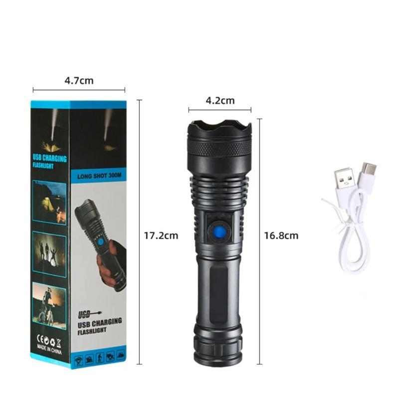 USB 300 Minute Chargeable Flashlight Strong Light 3 Modes Hand Lamp 14500 Battery Torch Waterproof Camping Hiking Night Patrol