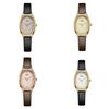Womens Retro Oval Quartz Watch With Leather Strap For Elegant Dress