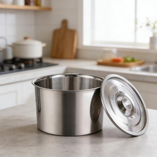 Öltank mit auslaufsicherem Deckel Edelstahlbehälter Großer Durchmesser Frittieröl Butter Schmelzen Soßenzubereitung Kochölhalter