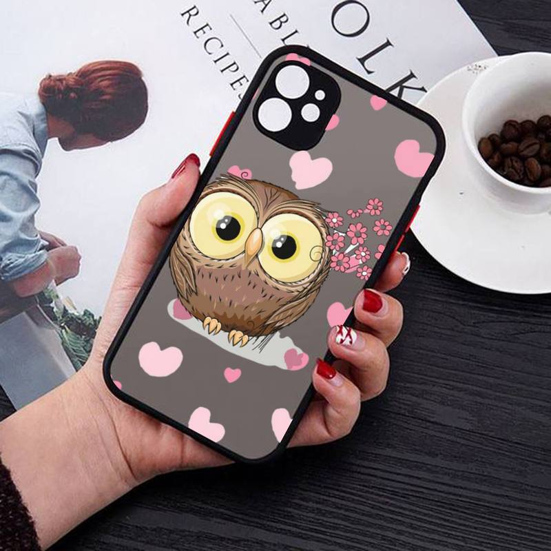 Cute Owl Phone Case for iPhone X XR XS 7 8 Plus 11 12 13 Pro MAX 13mini Translucent Matte Case