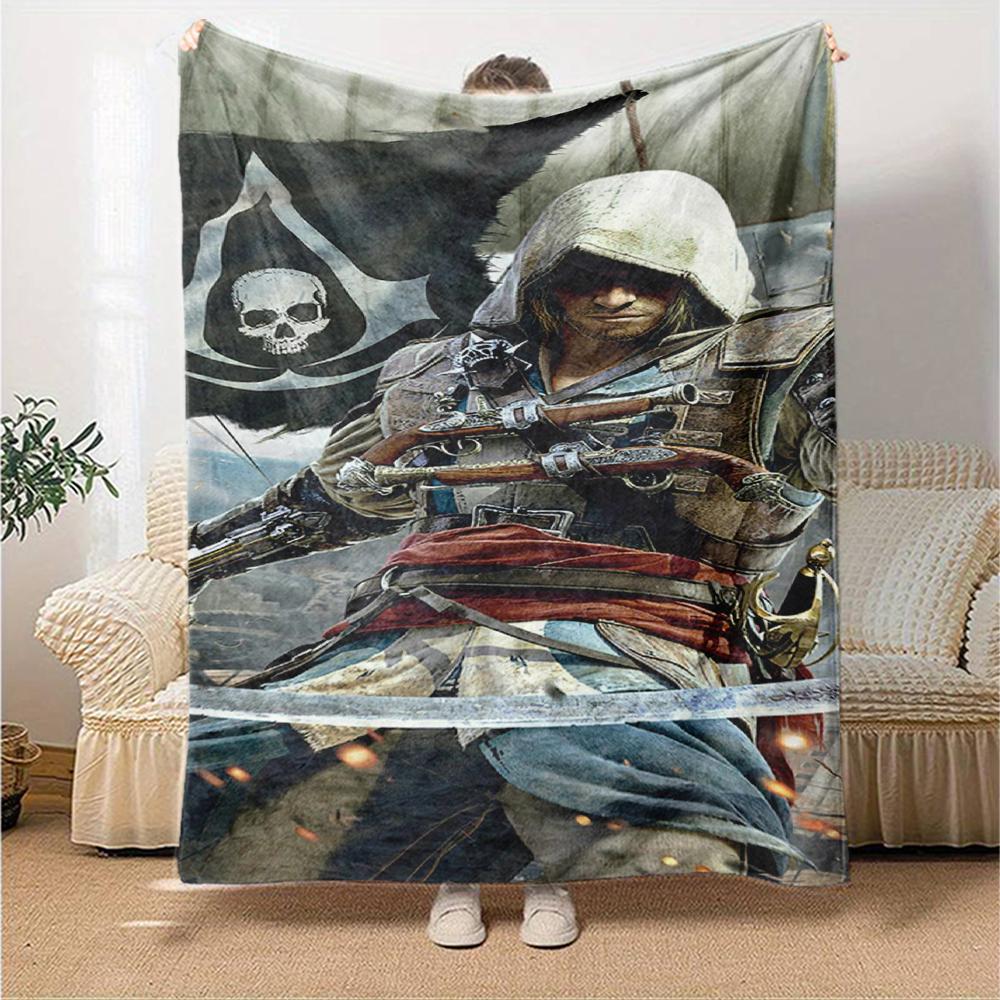 Coperta stampata con tema Assassin's Creed - Perfetta per divano, letto, viaggi e uso all'aperto | Lavabile in lavatrice, accogliente e resistente.