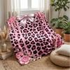 Pink Leopard Roses Bow Theme blanket Lightweight Warm Flannel Blanket Decorative Throw Blanket for Home Decoration