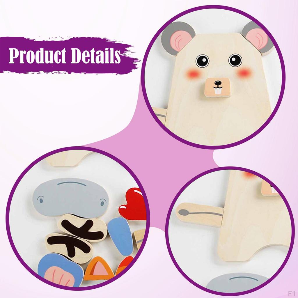 Wooden Animal Puzzle Toys Cute Educational for Kids Ages 35 Boys Girls