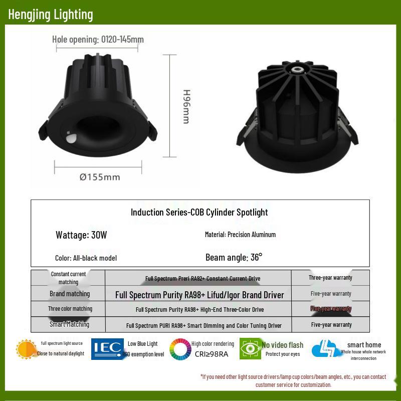 Full-Spectrum Anti-Glare Human Sensor Downlight for Home and Hotel Corridors
