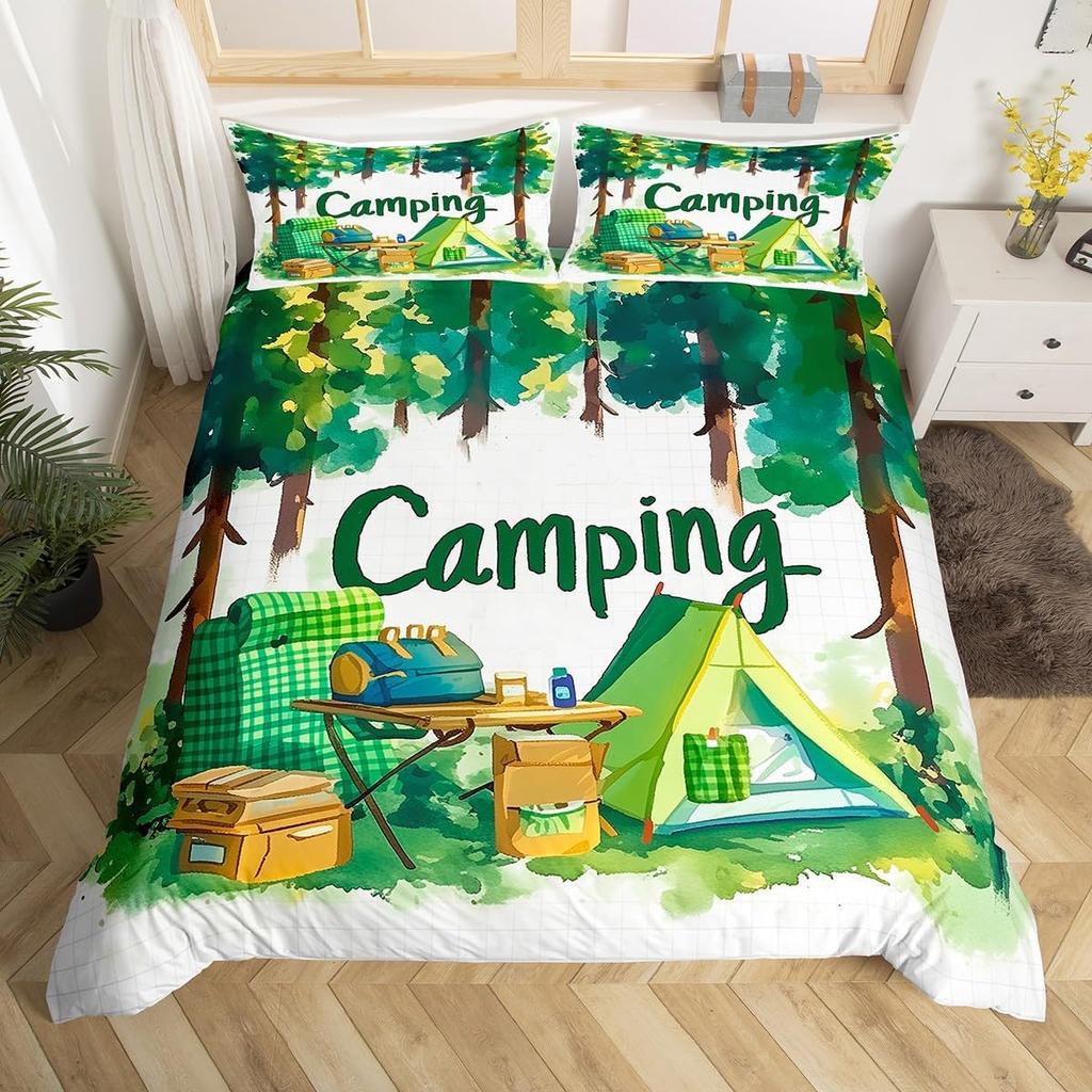 Camping Duvet Cover Set Full King Size Cartoon Rv Camping Car Bedding Set Camper Accessories For Travel Trailers Comforter Cover
