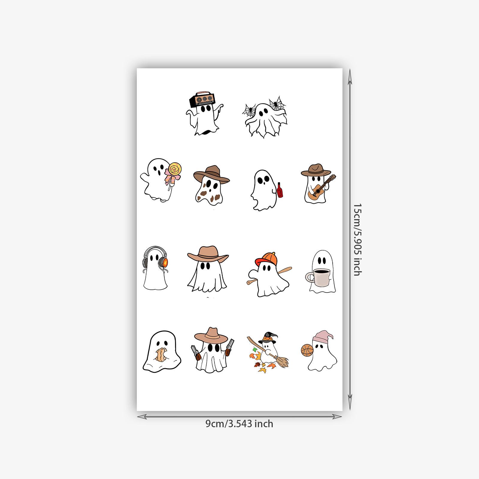 High Sense Small Fresh Small Fresh Funny Creative Ghost Cute Little Ghost Tattoo Sticker 9*15