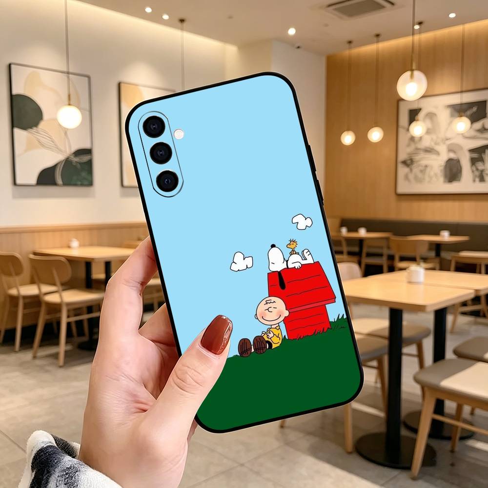 Cartoon T-S-noopy-PC  Phone Case Black Silicone Soft For Samsung Galaxy A73,A72,A71,A70,A53,A52,A51
