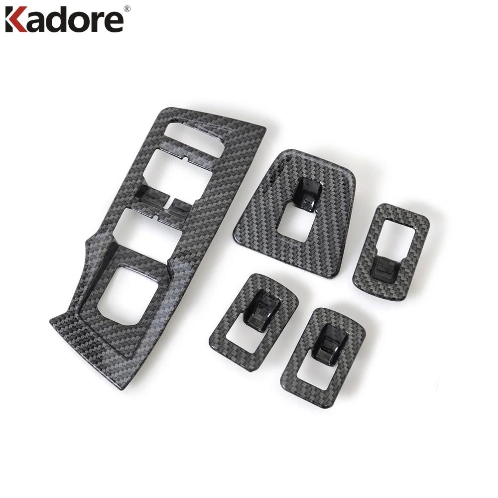 Car Door Armrest Window Lift Switch Button Panel Cover Trim For Volkswagen VW Tiguan 2017- Carbon Fiber Interior Accessories