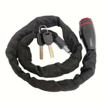 Portable Bicycle Chain Lock Anti Drilling Anti-theft Safety Chain Bicycle Motorcycle Door and Scooter Including 2 Keys