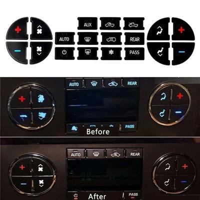1 ks samolepek do interiéru auta, tlačítko centrálního ovládacího panelu klimatizace s 19 klíči pro Chevrolet GMC Avalanche Silverado Tahoe Sierra