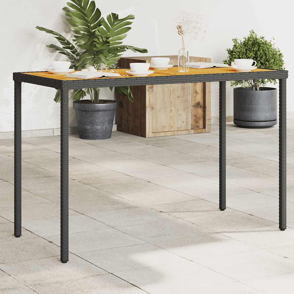 Garden Table with Acacia Wood Top 115 x 54 x 74 cm Poly Rattan