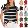 Women's Cap Sleeve Top Summer Short Sleeve -Shirt Casual Loose Fashion Color Striped Short Sleeve Top Short Sleeve Top