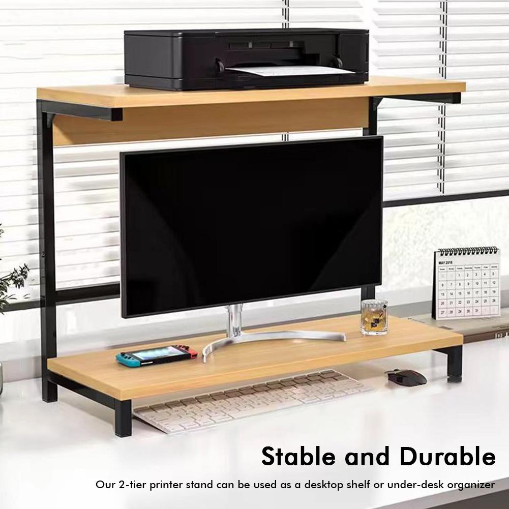2-Tier Computer Monitor Riser Printer Stand Monitor Desktop Stand Desktop Storage Rack Office Desk Organizer