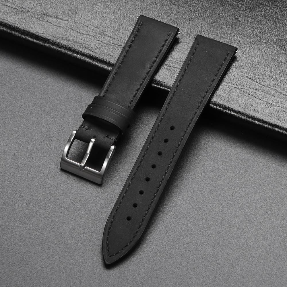 Vintage Stitching Leather Straps Universal Retro Brown Gray Cowhide Watch Band Soft Quick Release 18/19/20/21/22/24mm Bracelets