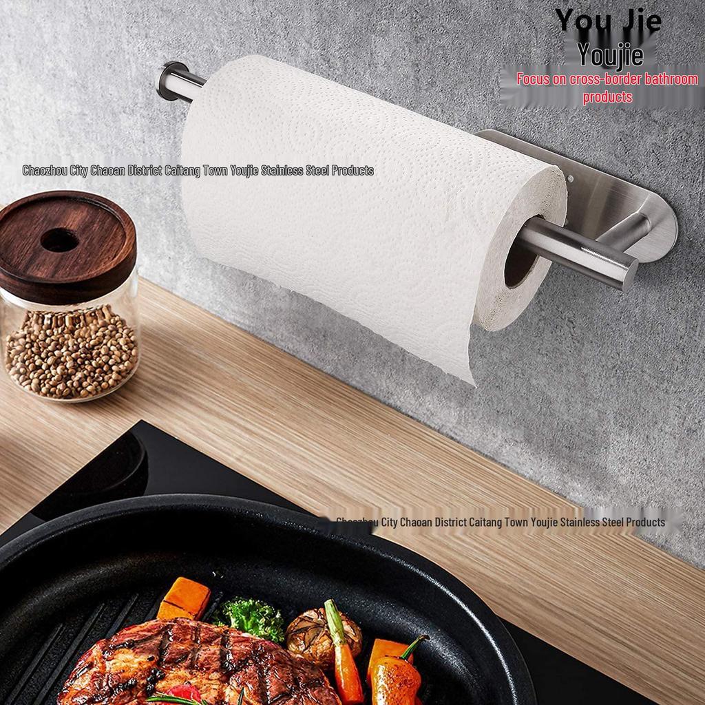 Retractable Adhesive Tissue Holder for Kitchen & Bathroom - Punch-Free Installation