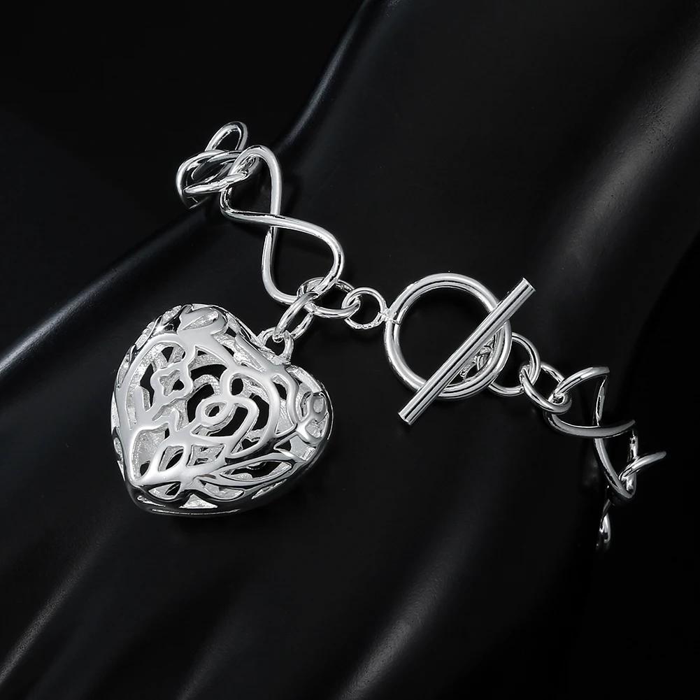 New   Copper Beautiful Hollow Heart Bracelets for Women Fashion Party Wedding Charms Jewelry Couple Gifts