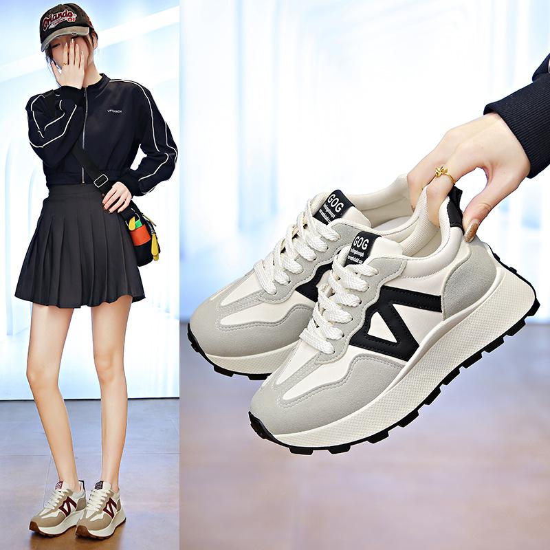 Thick-soled Height-increasing Forrest Gump Shoes Women's Versatile 2025 Autumn New Models Show Feet Small Size Casual Sports Shoes Women's Shoes
