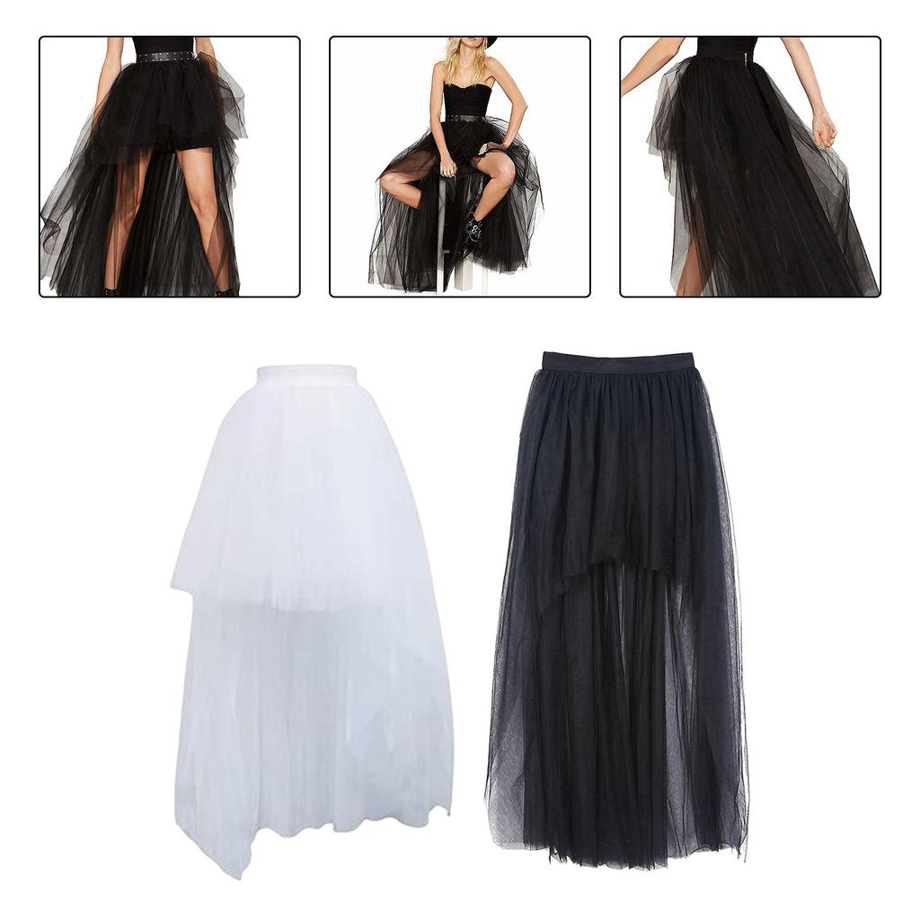 Women High Low Tutu Skirts Dancewear Layered Mesh Tulle Skirt for Stage Performance