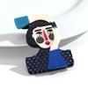 Cute Abstract Lady Acrylic Brooches Pins for Women Personalized Funny Cartoon Girls Figure Resin Badge Jewelry Accessories Gifts