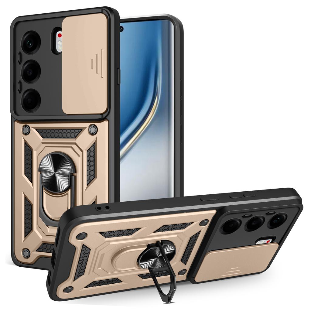 For TECNO Camon 40 Pro 4G Case with Slide Camera Lid PC+TPU Kickstand Phone Cover