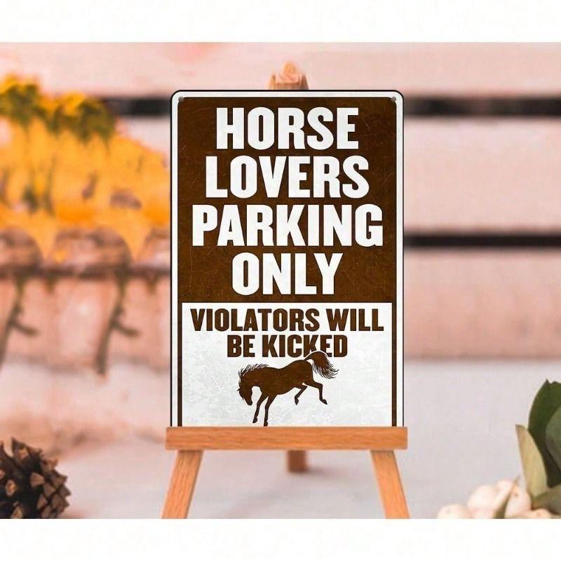 Metal Wall Art Vintage Horse Lovers Parking Only Garage Decor