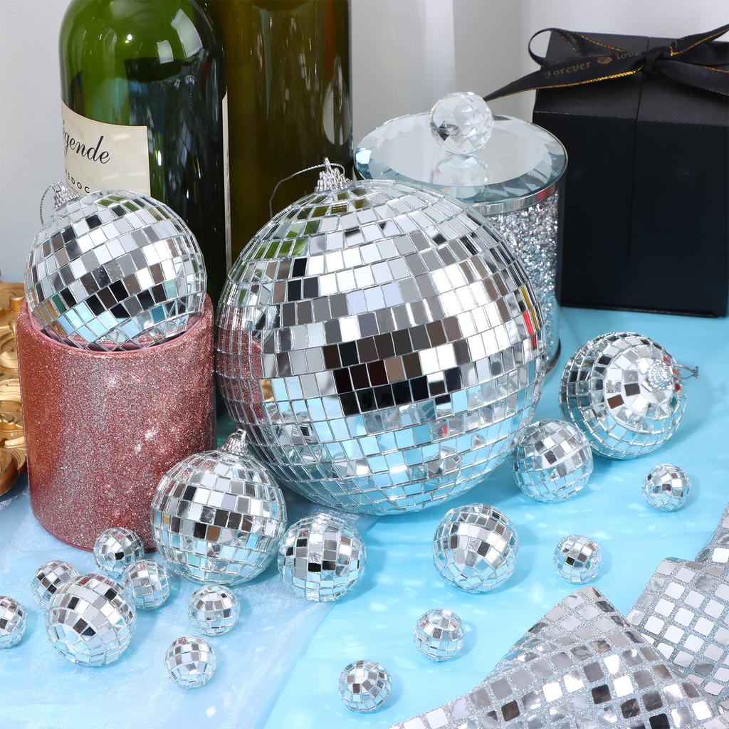 18Pcs Mirror Disco Ball Dj Lighting Effect Silver Disco Ball Hanging Foam Mirror Ball 70S Retro Disco Decoration For Disco Party