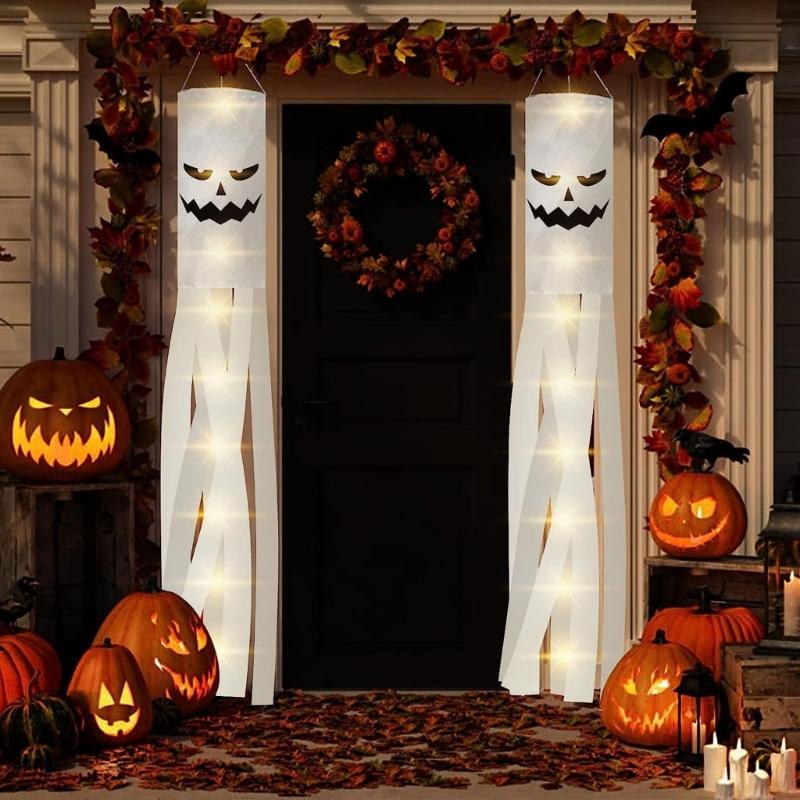 Großer Geisterhafter Gruseliger Windsack Außen Draußen Hof Veranda Haus Hängende Flaggen Ornament Flagge Requisiten Langlebig und Leicht