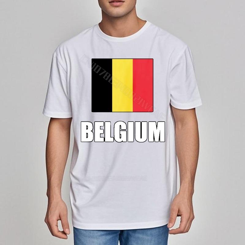 Lustiges T-Shirt Kurzarm Vintage T-Shirt Belgische Flagge Aufgedruckt Auf Hemd Mode Übergrößen T-Shirt Stilvolles Mode T-Shirt Marke