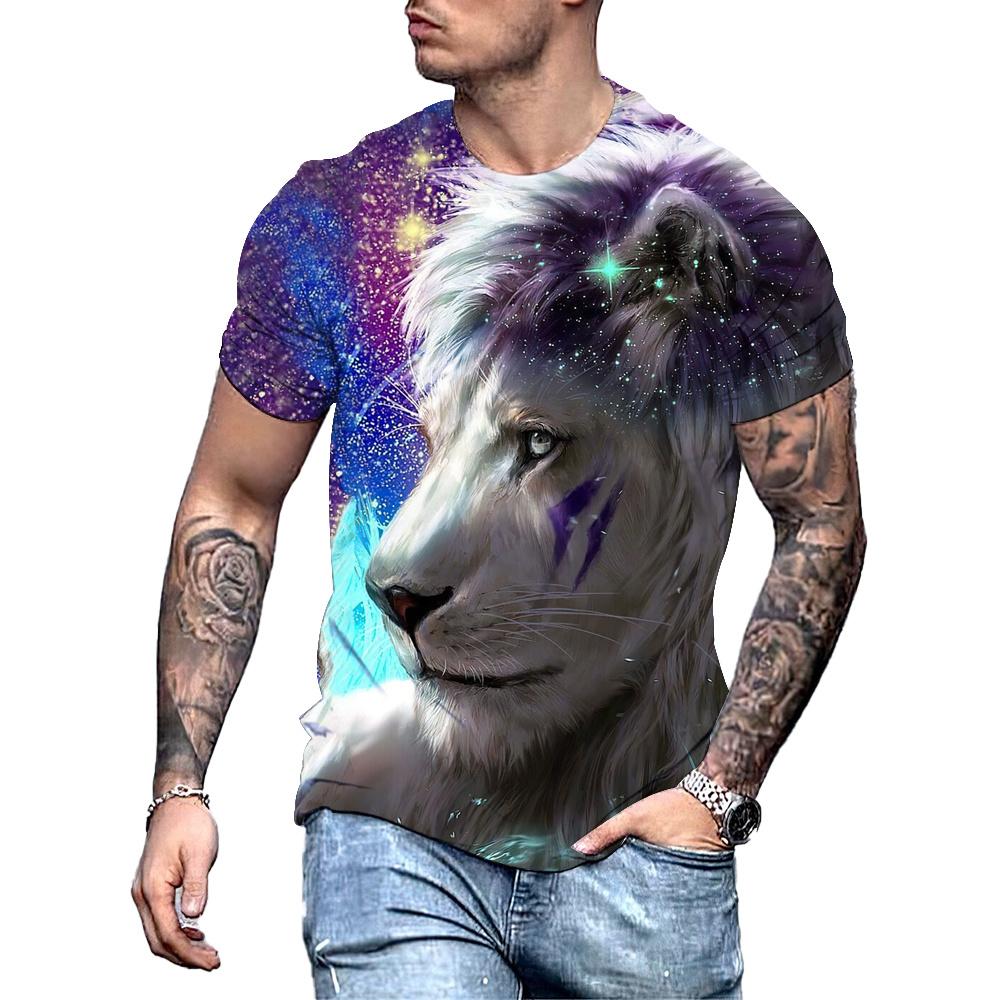Pánske tričko Lion Fighting Tričko 3D Animal Beast Fierce Print Tričko s krátkym rukávom Oversized Tops Tričká Tričko Pánske značkové oblečenie