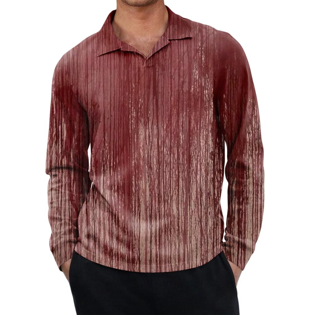 Men's Casual Retro Small V-neck Long-sleeved Top