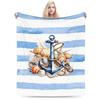 Nautical Anchor Boat Flannel Blanket Winter Warm Bedding Throws for Child Living Room Pattern Bedspread Sofa Bed Cover