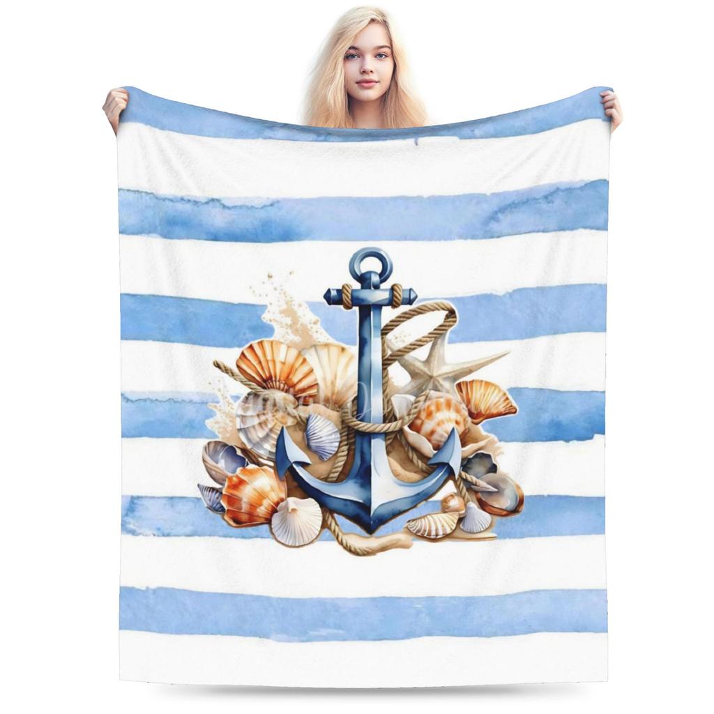 Nautical Anchor Boat Blankets Super Warm Novelty Plush Throw Blanket For Girls Boys Couch Bed Flannel Bedspread Bed Cover
