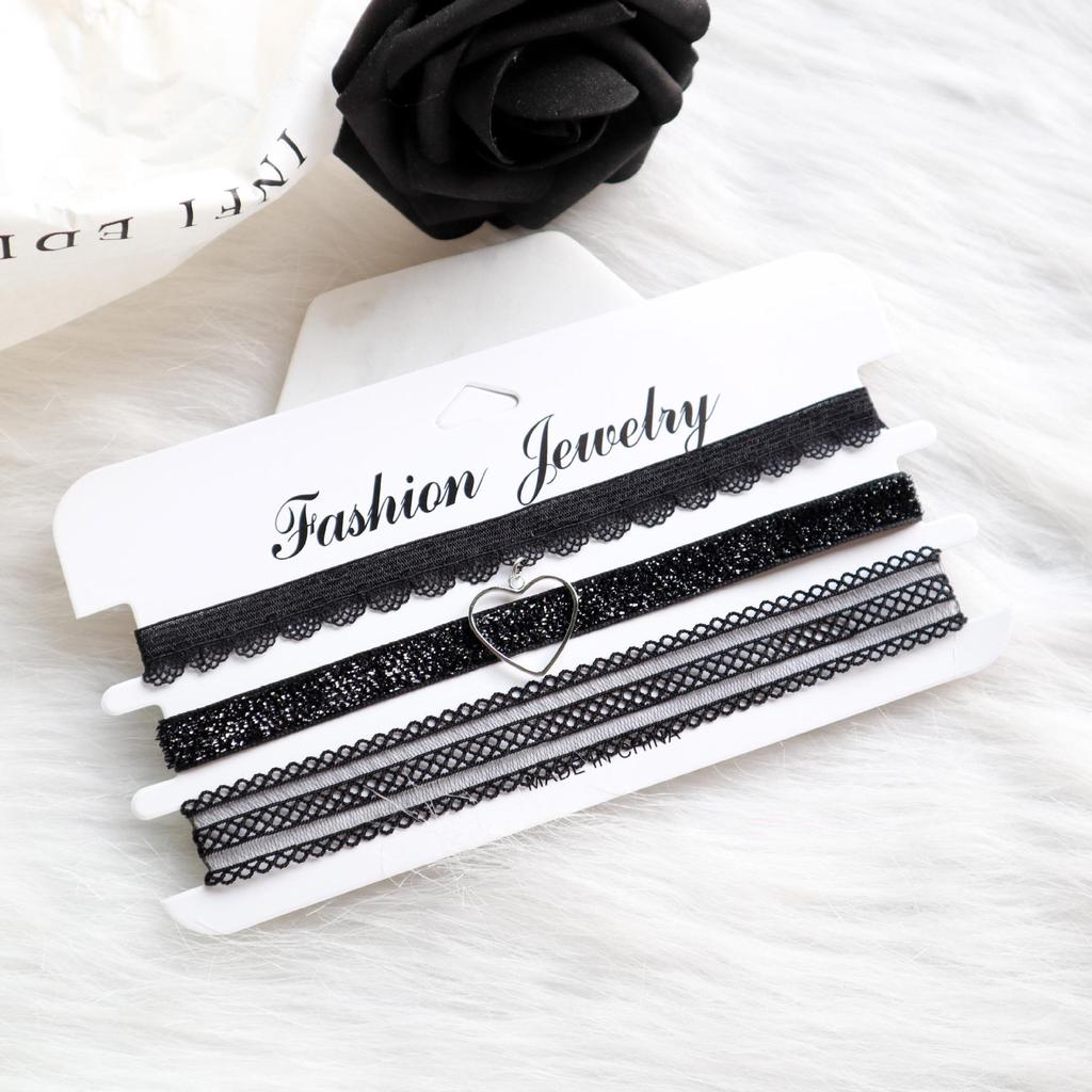 Set Choker Bijuterii de Modă Europene și Americane: Colier Scurt cu Lanț pentru Pulover - Colecție din 3 Piese