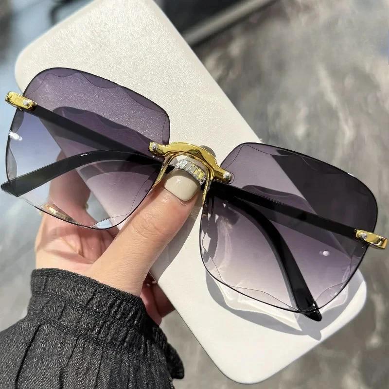 Square Sunglasses Woman Fashion Rimless Gradient Sun Glasses Brand Designer Sun Glasses for Women