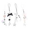 4Pcs Bowknot Star Pendant Phone Charm Hangings Rope Sweet Phone Chain Strap Bag Decoration Lanyard Keychain Accessory