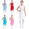 Kids Girls Ballet Dress Lyrical Dance Costume Dancewear Sleeveless Cut Out Gymnastics Leotard for Dancing Children Ice Skating Dresses