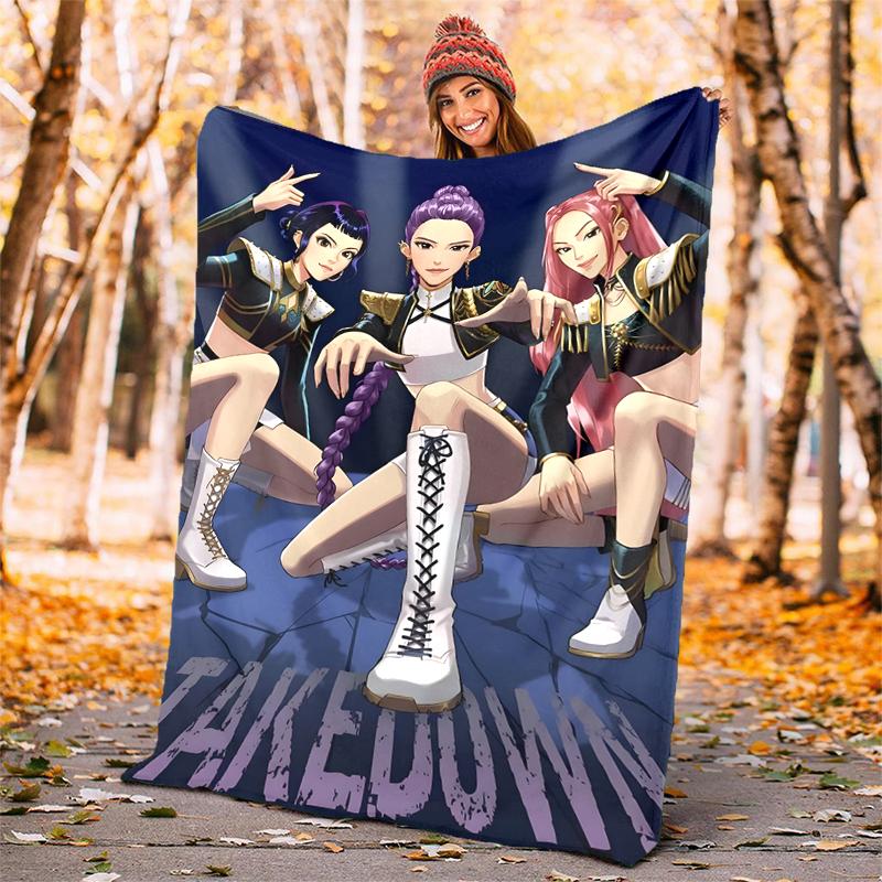 KPOP Hunter Flannel Blanket Soft Warm All-Season Throw, Design for Camping, Car Travel, Hiking Sofa, Bed, Office Perfect Gift for Parties