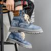 Retro Denim Canvas Boots for Men Trendy High Top Boots Outdoor Street Men's Ankle Boots Platform Working Shoes Botas Masculino